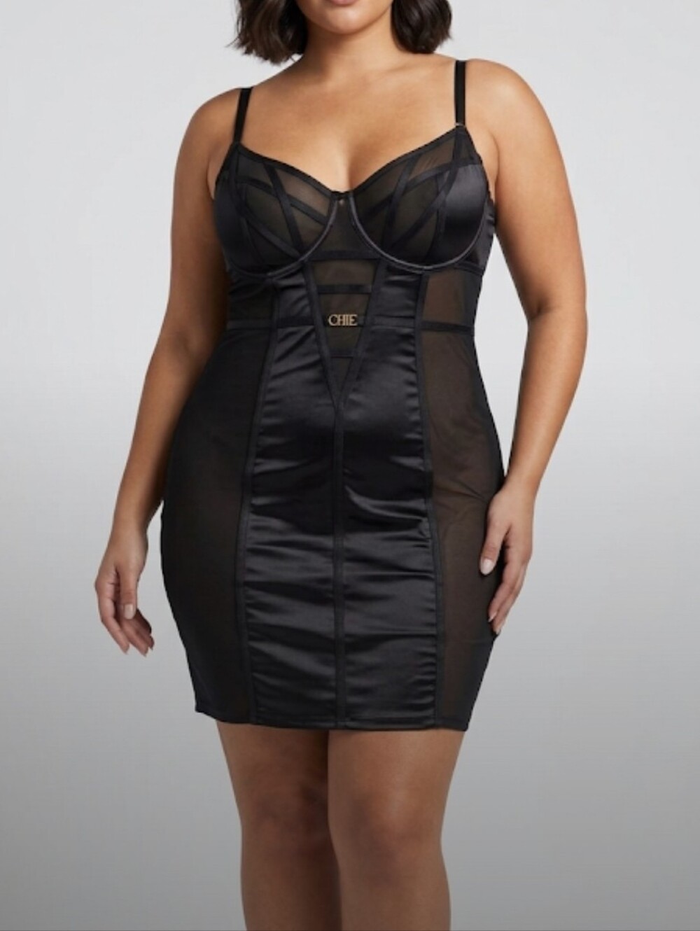 Elegant Black Satin Chemise